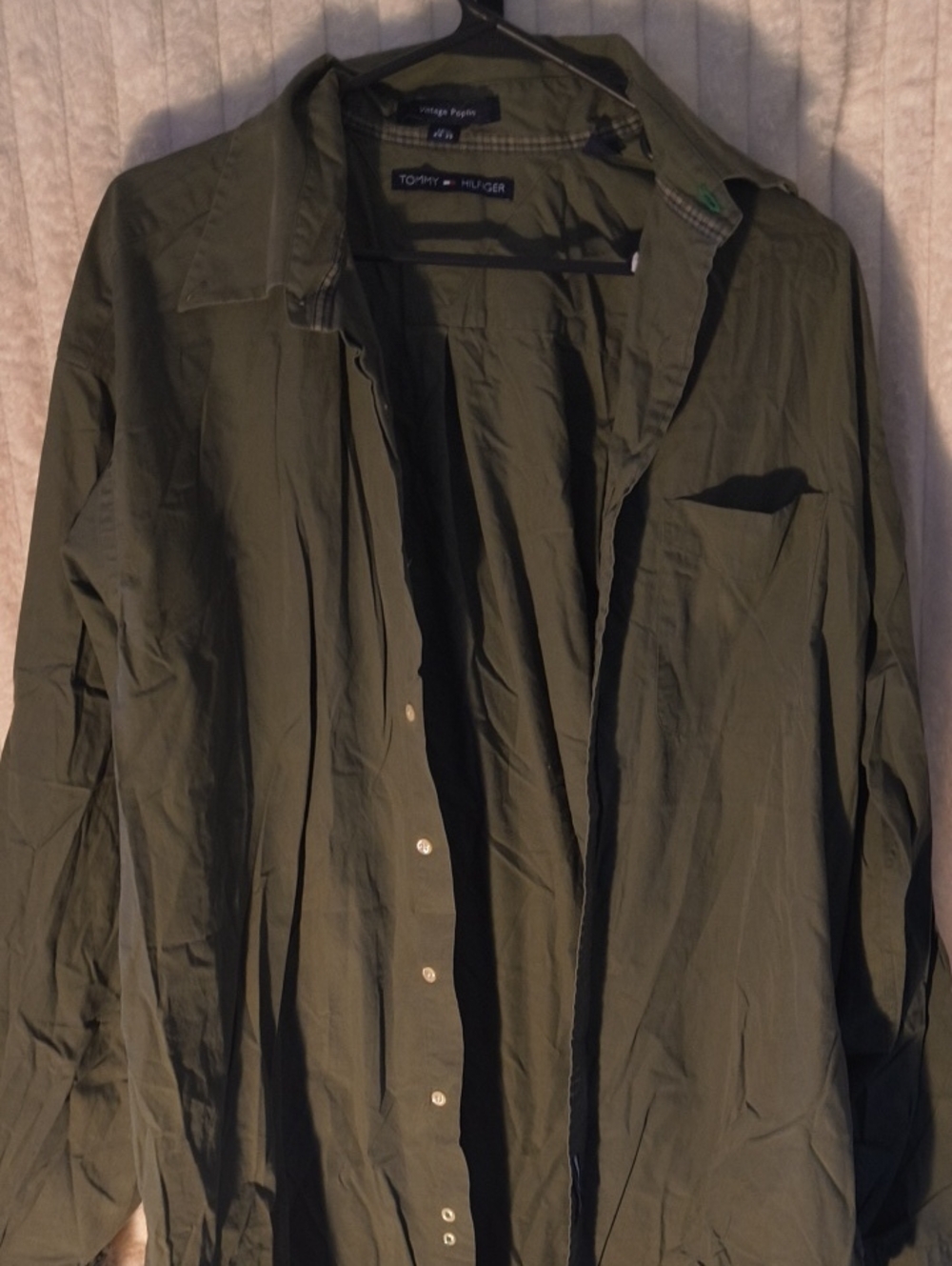 Tommy Hilfiger Olive Green Lightweight Button-Front Shirt Jacket